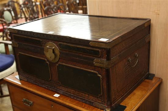 A Chinese lacquer top trunk W.75cm